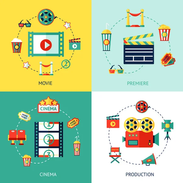 Set Cinéma plat — Image vectorielle