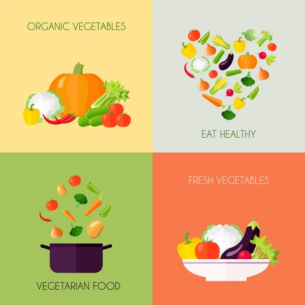 Ensemble plat de légumes — Image vectorielle