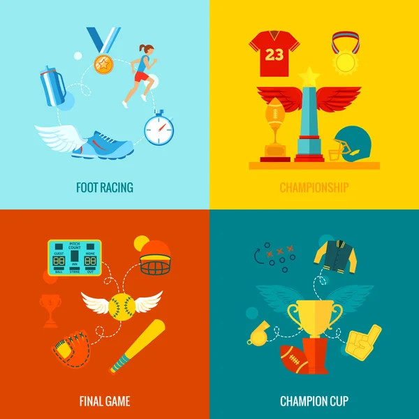 Championship Icons Flat — Stock Vector