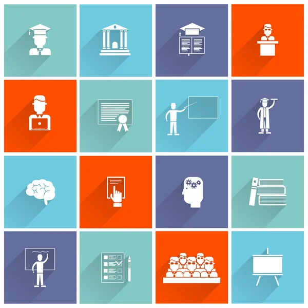 Iconos de Educación Superior Flat — Vector de stock