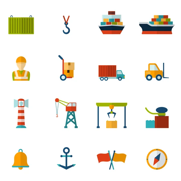 Seaport Flat Icon — Stock Vector