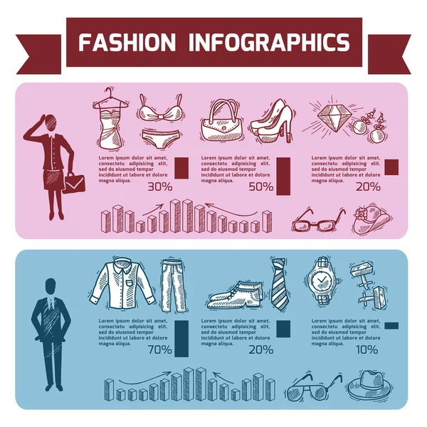 Conjunto de infográficos de moda —  Vetores de Stock