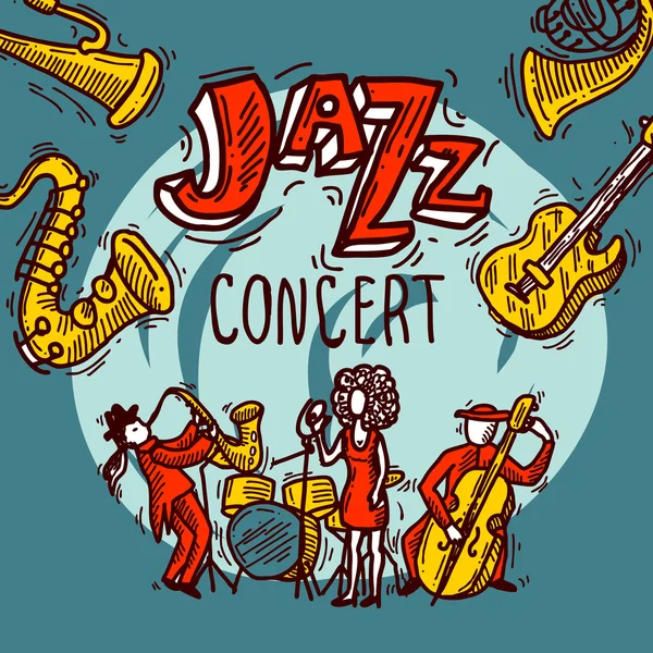 Cartaz de desenho de jazz — Vetor de Stock