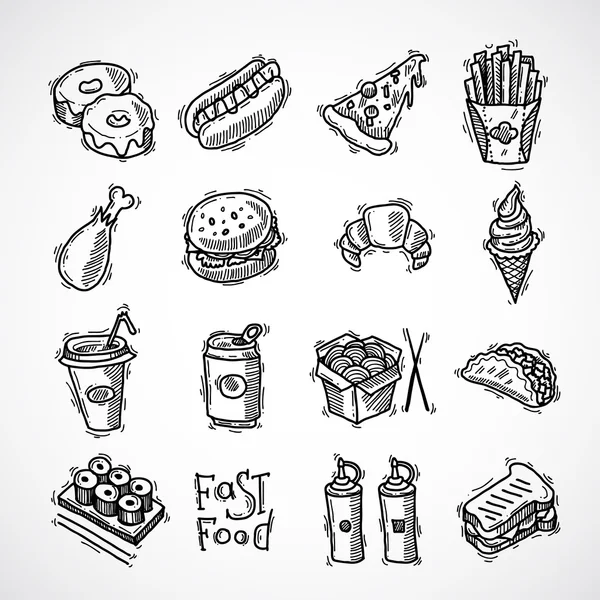 Fast Food Pictogrammen ingesteld — Stockvector