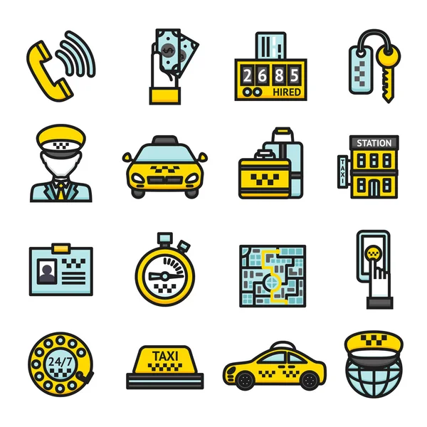 Taxi Icon Set — Stock Vector