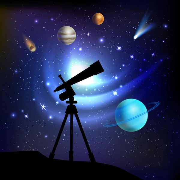 Space Background With Telescope — Stock Vector