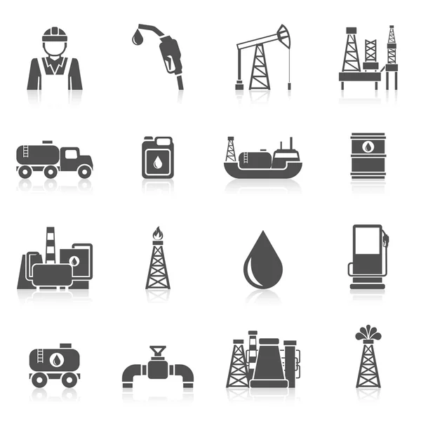 Iconos de la industria petrolera — Vector de stock