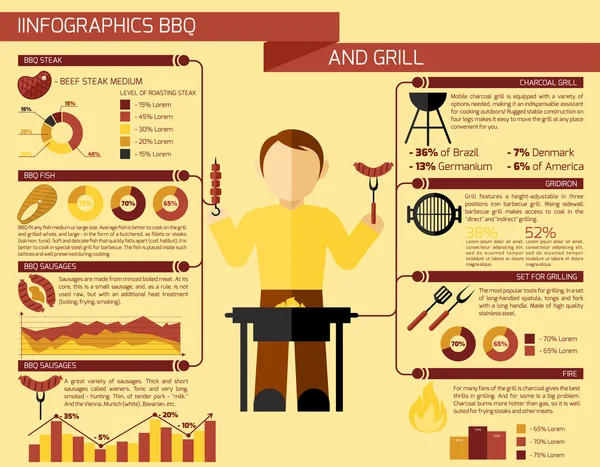 Bbq Grill Infografías — Archivo Imágenes Vectoriales