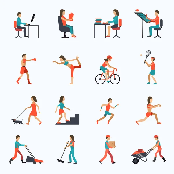 Physical Activity Icons — Stock Vector