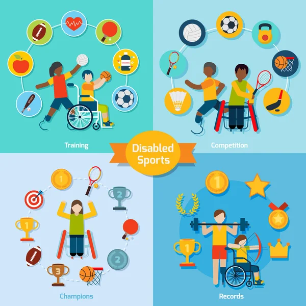 Set de deporte para discapacitados — Vector de stock