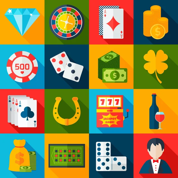 Casino platt ikoner — Stock vektor