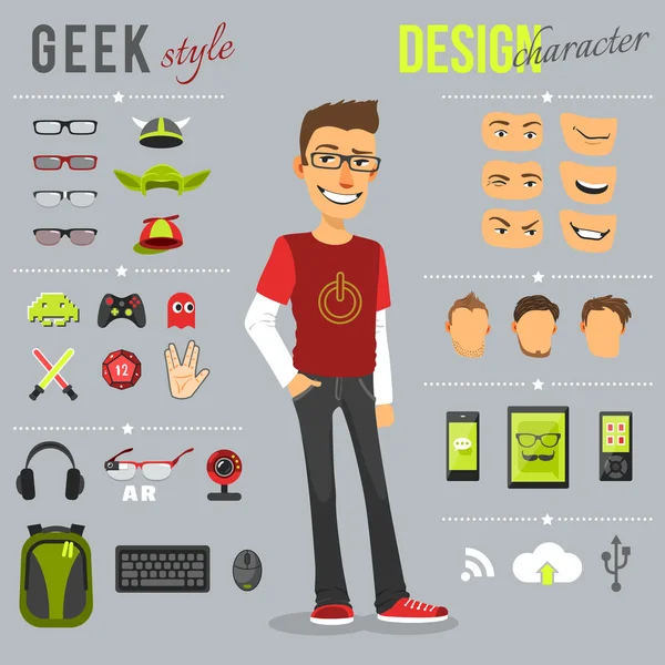 Geek Style Set — Stock Vector