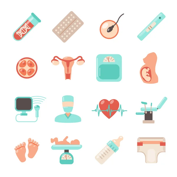 Pregnancy Newborn Icons — Stock Vector