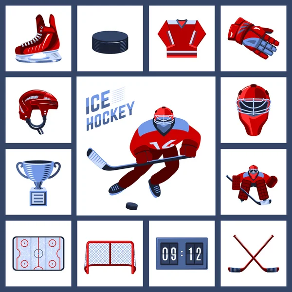 Eishockey-Ikone gesetzt — Stockvektor