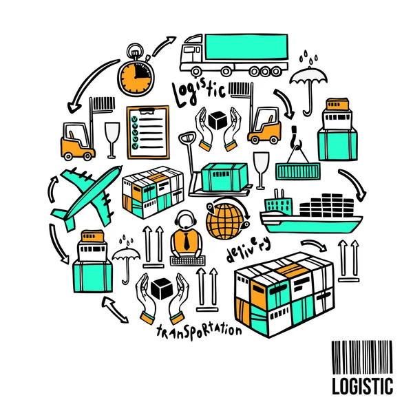 Concept de croquis logistique — Image vectorielle