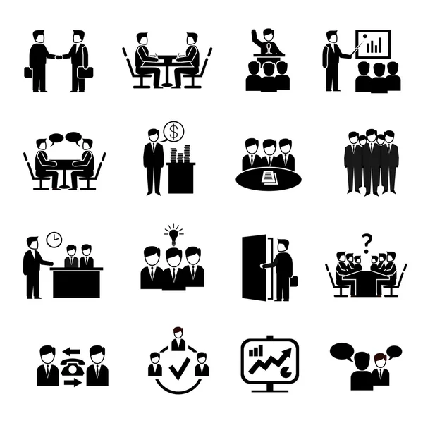 Meeting Icons Set — Stock Vector