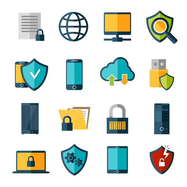 Conjunto de iconos de protección de datos — Vector de stock