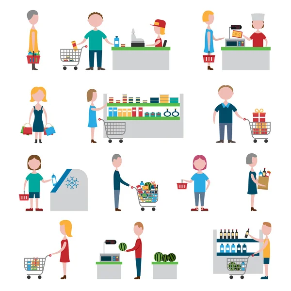 Supermarket People Set — Stock Vector