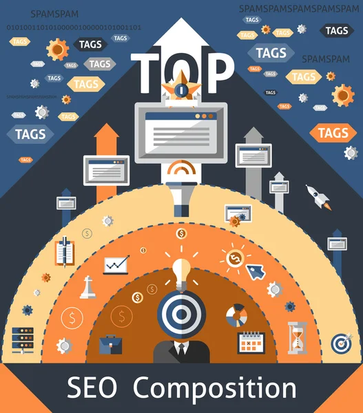 Ilustrasi Komposisi Seo - Stok Vektor