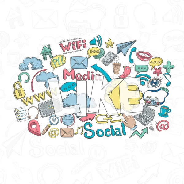 Doodle social como — Vector de stock