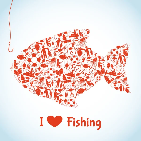 Love Fishing Concept — Stock Vector