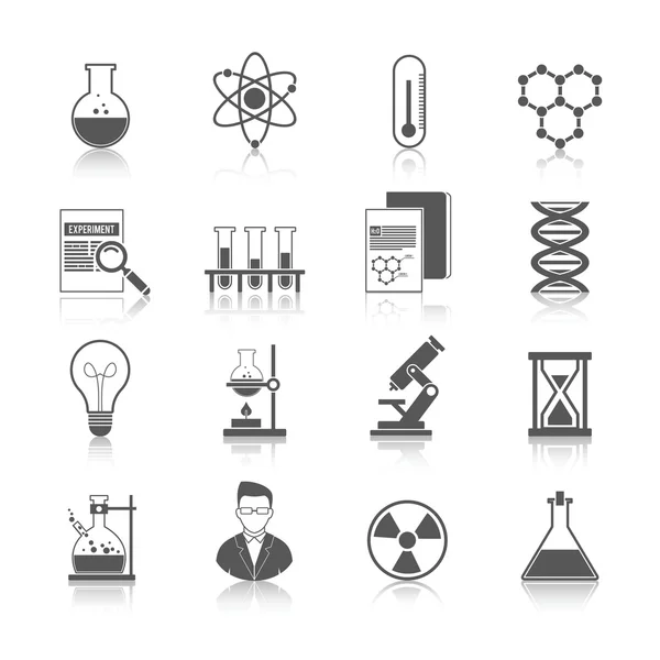 Icônes de chimie Noir — Image vectorielle
