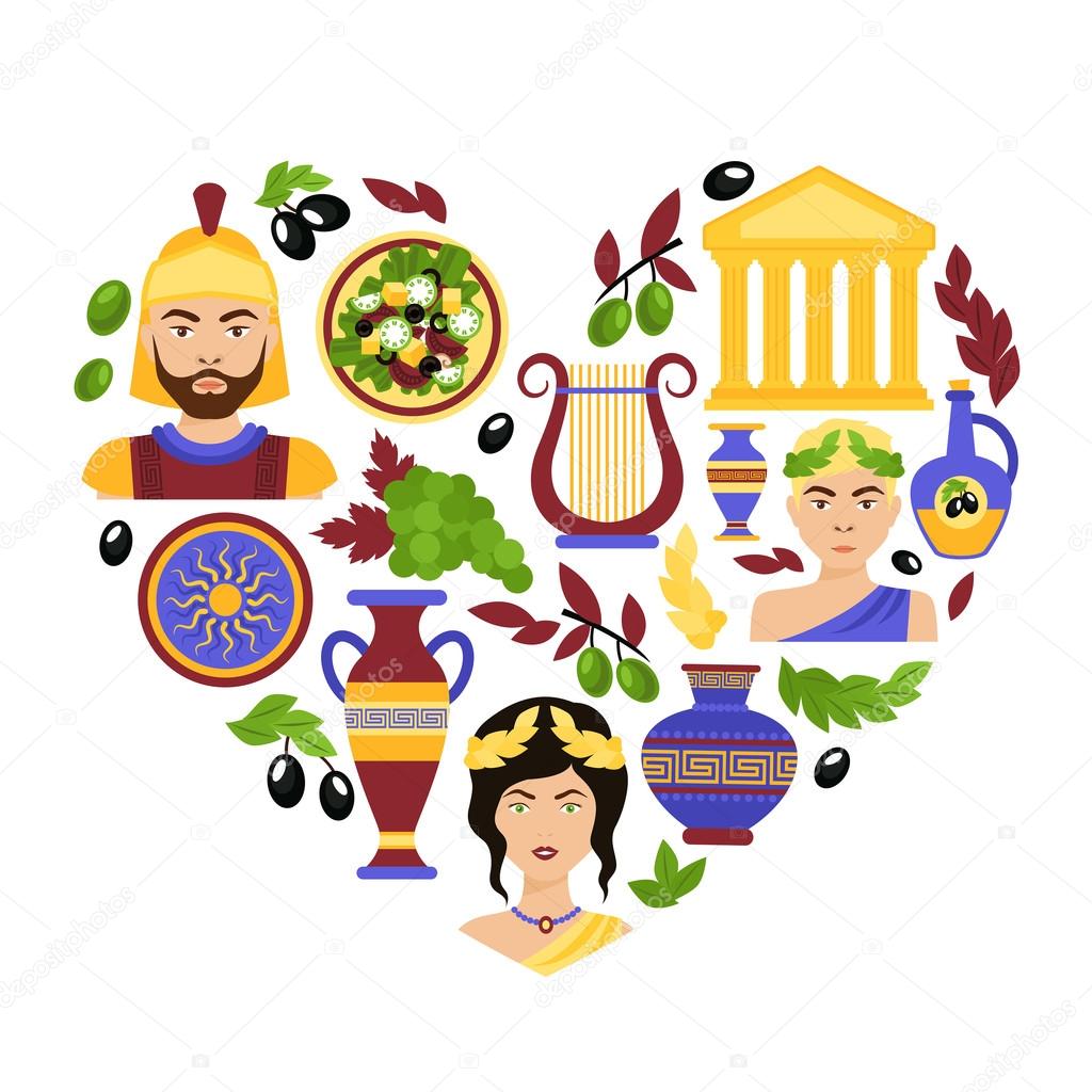 Greece symbols heart