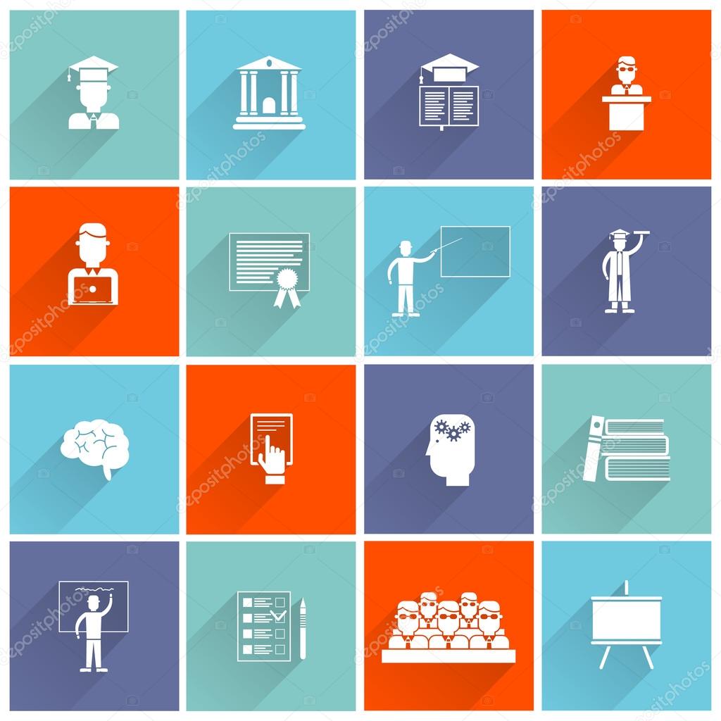 Higher Education Icons Flat