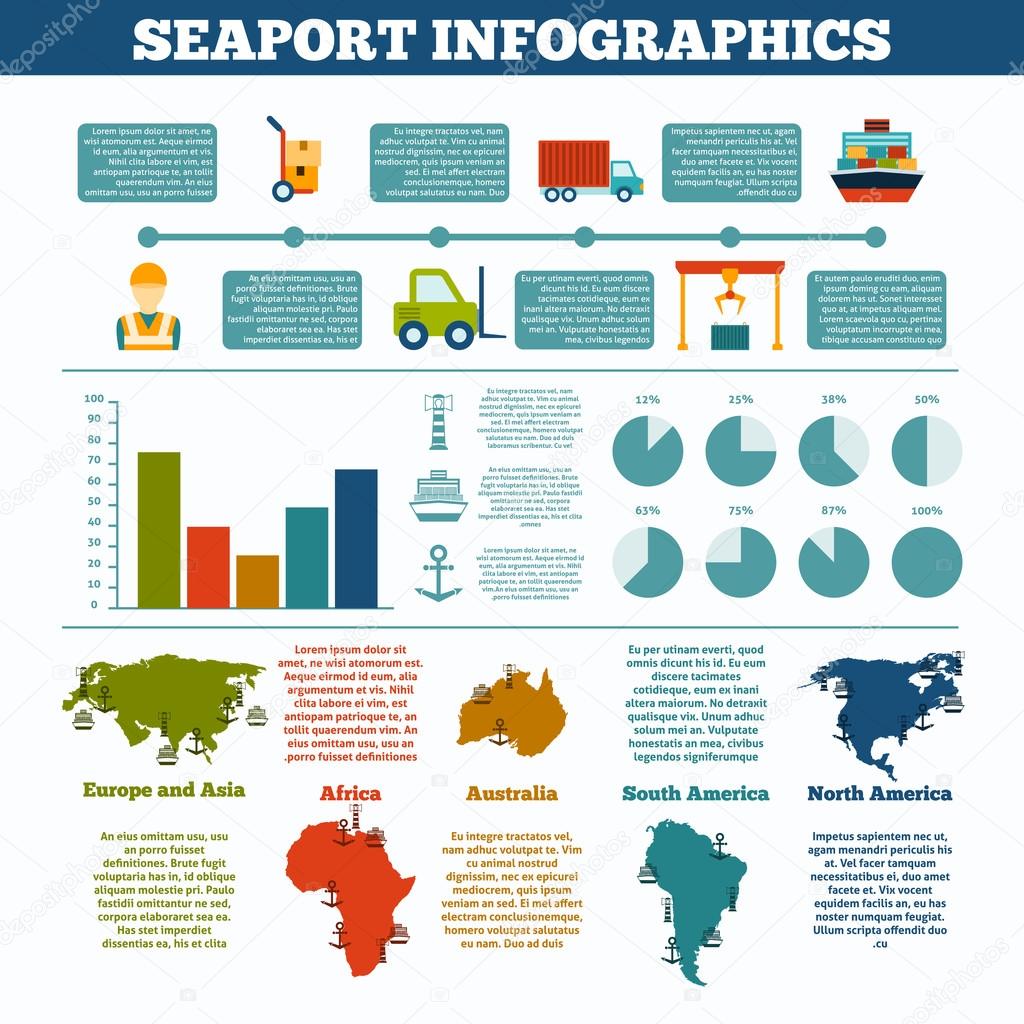 Seaport Infographics Set