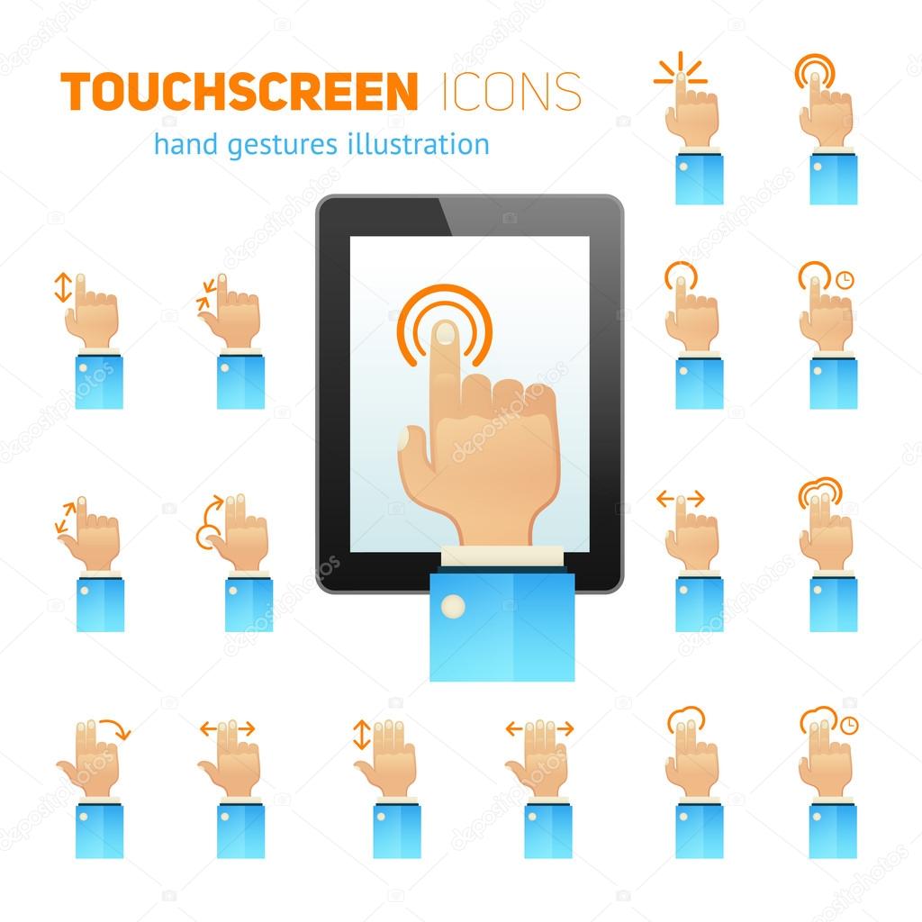 Touch screen gestures icons