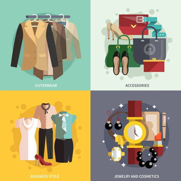 Kleding pictogrammen platte — Stockvector