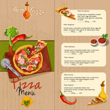Pizza restaurant menu clipart