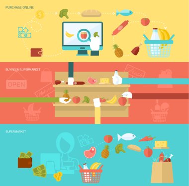 Süpermarket afiş kümesi