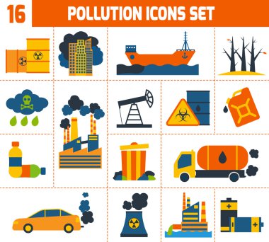Pollution Icons Set clipart