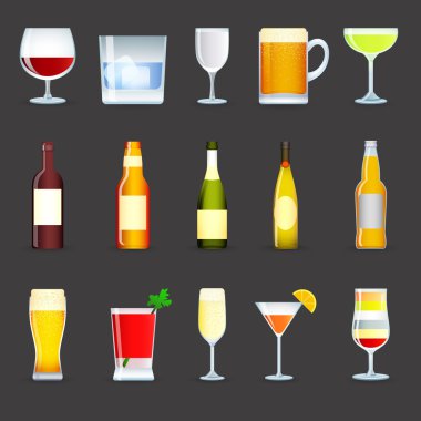alkol içki Icons set