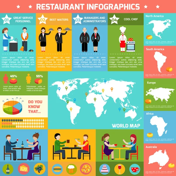 Conjunto infográfico del restaurante — Archivo Imágenes Vectoriales