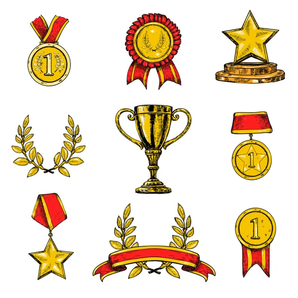 Award icons set colored — Stock Vector