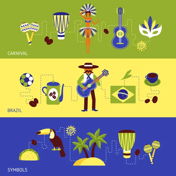 Brazílie Banner sada — Stockový vektor