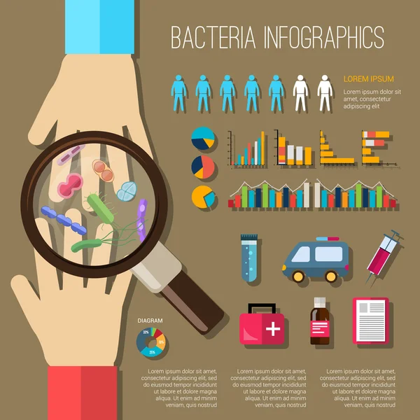 Set de Infografías de Bacterias — Vector de stock