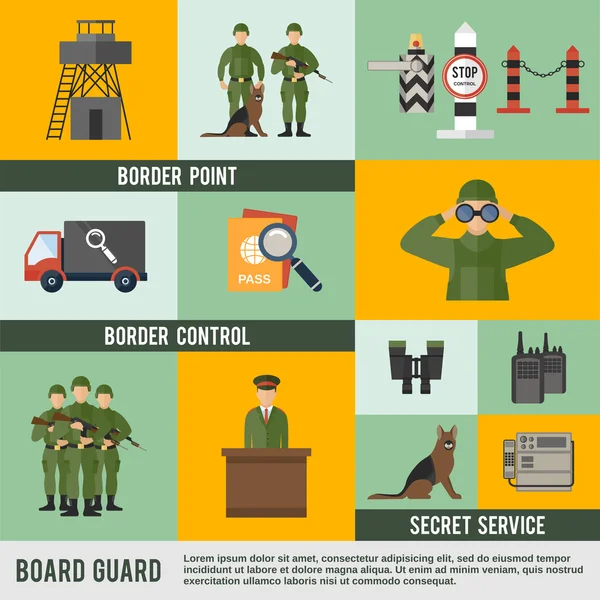 Border Guard Icono plano — Vector de stock