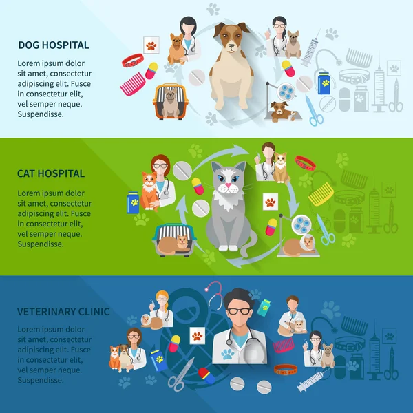 兽医的横幅集 — 图库矢量图片