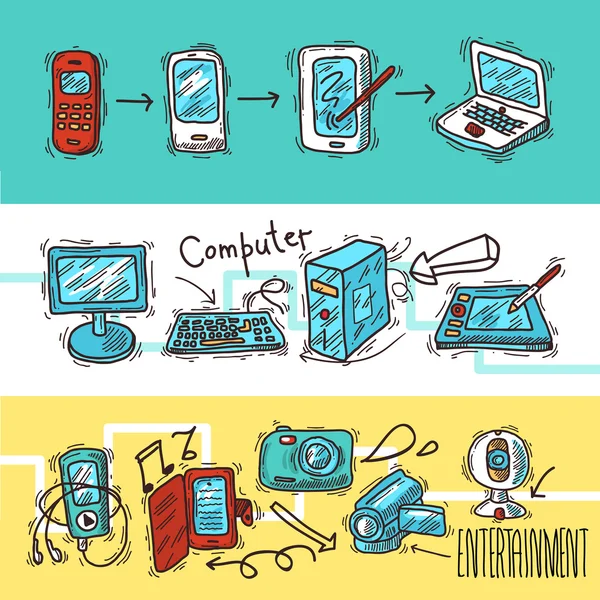 Ensemble de bannière d'appareil numérique — Image vectorielle