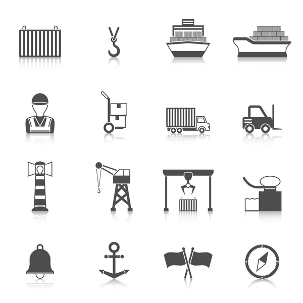 Zeehaven Black pictogram — Stockvector