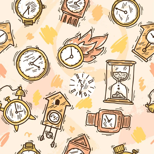 Clock Seamless Pattern — Stock Vector