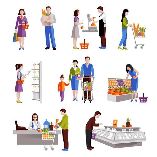 Lidé v supermarketu — Stockový vektor