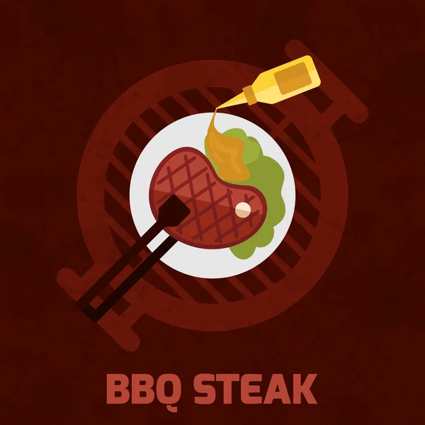 Bbq cartaz de bife — Vetor de Stock