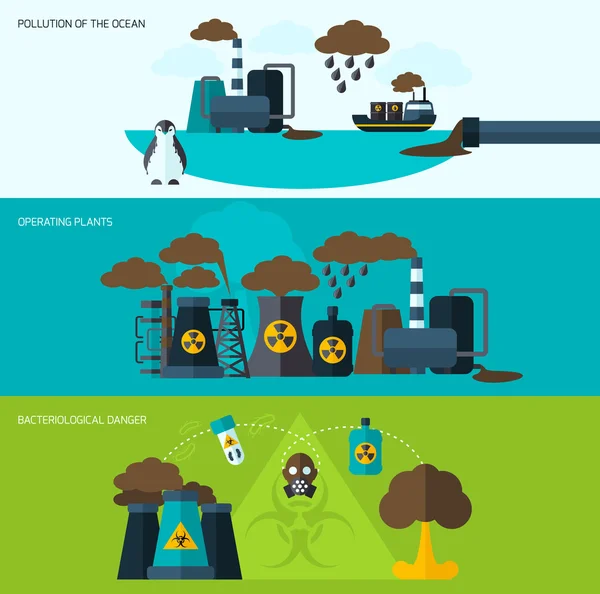 Ensemble de bannière de pollution — Image vectorielle
