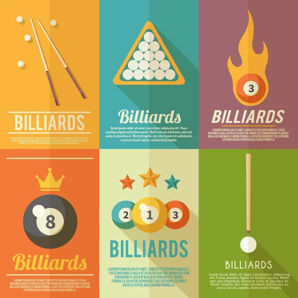 Ensemble d'affiches de billard — Image vectorielle