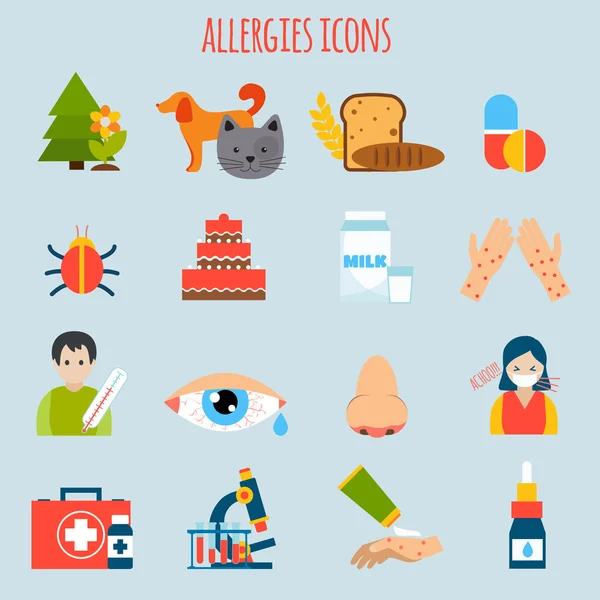 Allergieën Icon Set — Stockvector