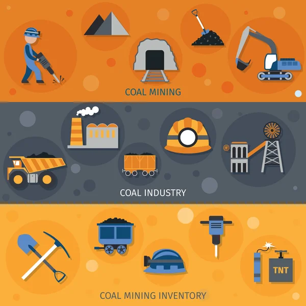石炭産業のバナー — ストックベクタ